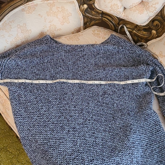 Chunky blue light dark sweater v neck pullover cozy warm medium comfy winter - Picture 6 of 7